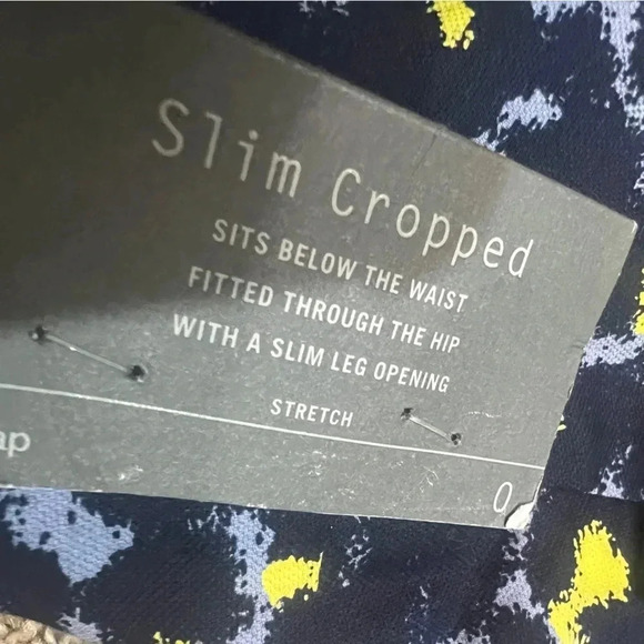 GAP ANKLE PANTS SLIM ANKLE CROPPED STRETCH BLUE AND YELLOW PRINT NWT SIZE 0 - Picture 5 of 9